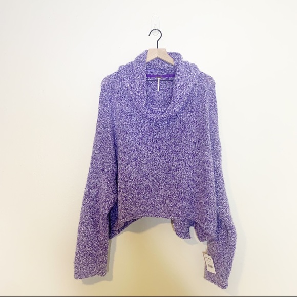 NWT Free People Grape Hyacinth BFF Cowl Neck Knit Sweater Medium - Picture 3 of 12